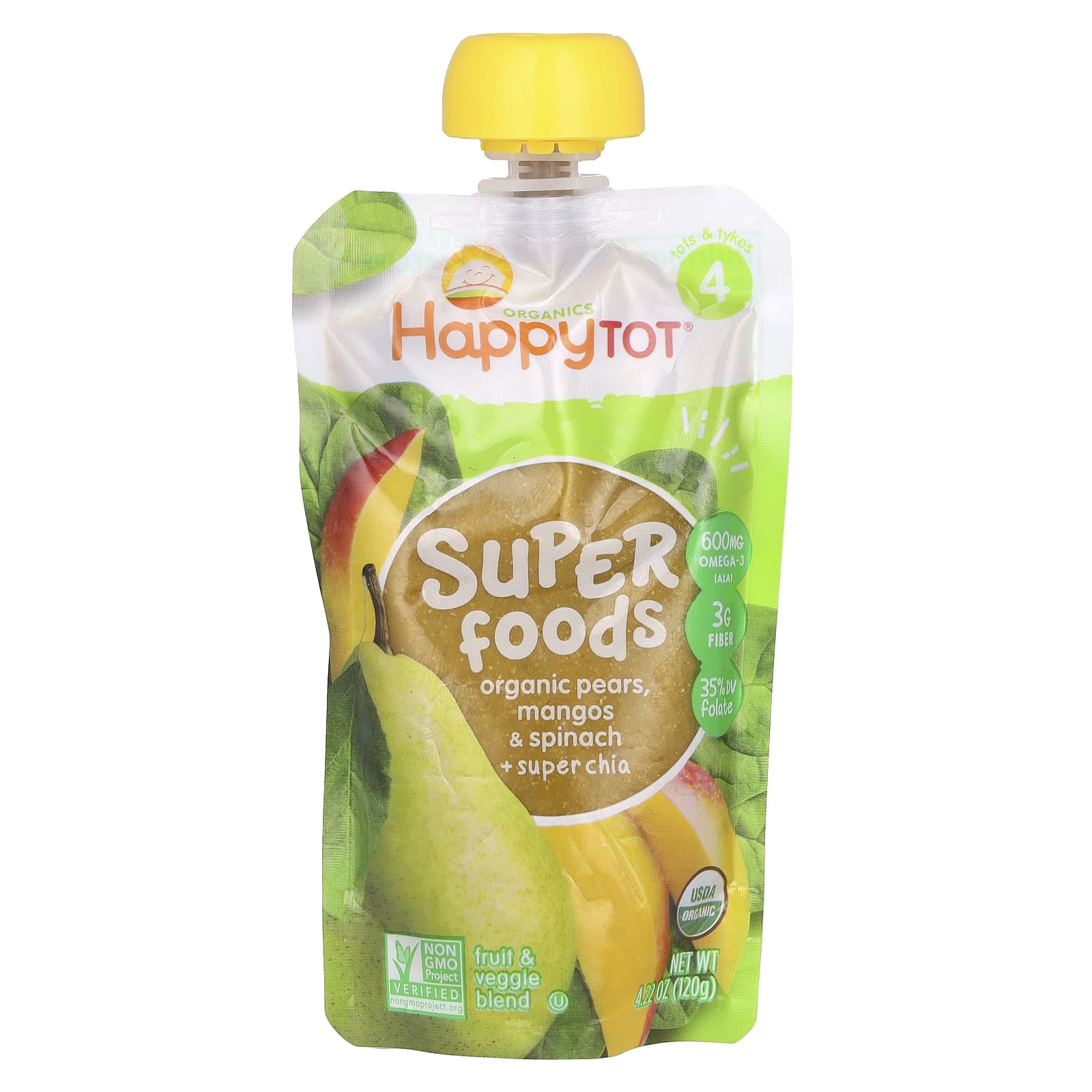 Happy Family Organics Stage 4 SuperFoods Pouch, USDA Organic - Image 1