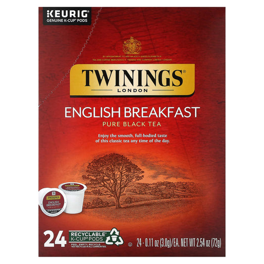 Twinings, Pure Black Tea, English Breakfast, 24 Cups, 0.11 oz (3 g) Each - Image 1