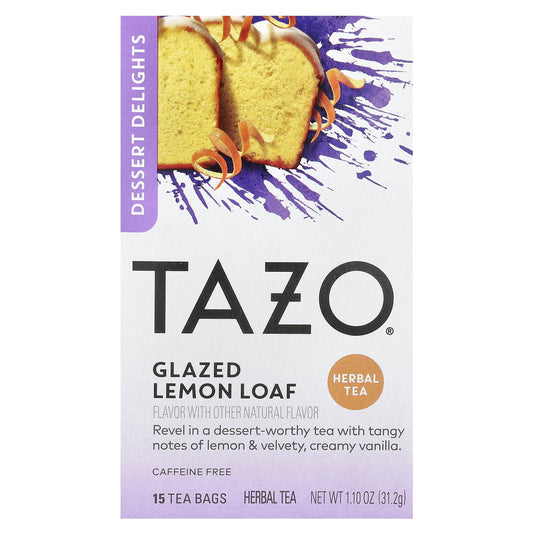 TAZO, Dessert Delights, Herbal Tea, Glazed Lemon Loaf, Caffeine Free, 15 Tea Bags, 1.10 oz (31.2 g) - Image 1
