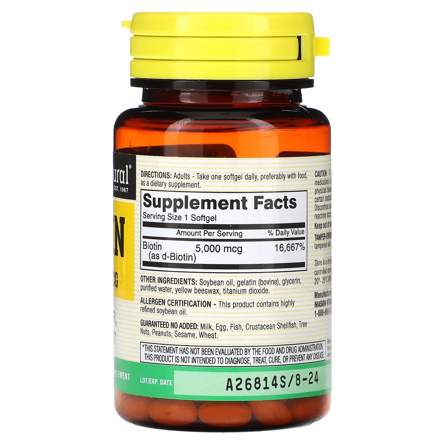 Mason Natural, Biotin, 5,000 mcg, 60 Softgels - Image 2
