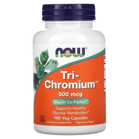 NOW Foods, Tri-Chromium, 500 mcg, 180 Veg Capsules - Image 1