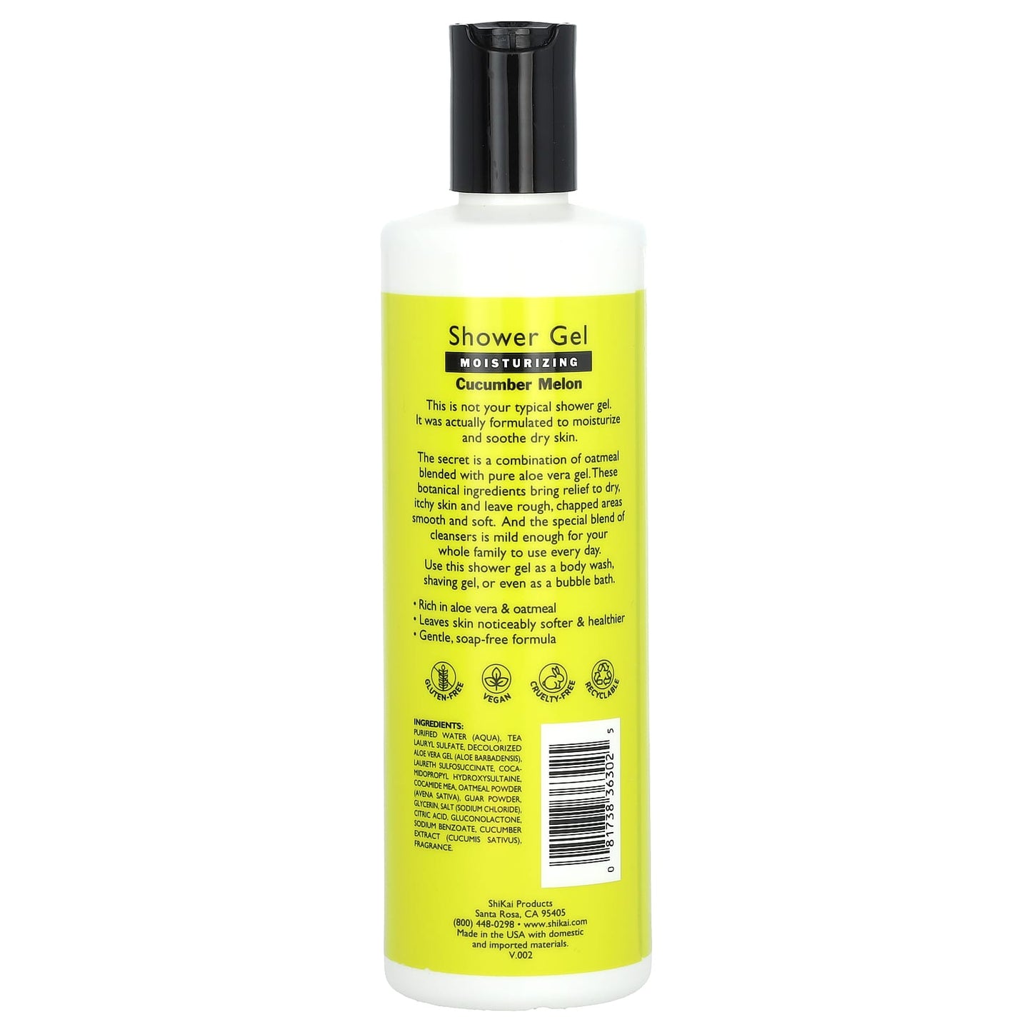 Shikai, Moisturizing Shower Gel, Cucumber Melon, 12 fl oz (355 ml) - Image 2
