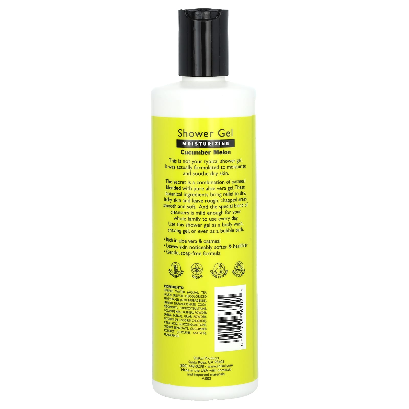 Shikai, Moisturizing Shower Gel, Cucumber Melon, 12 fl oz (355 ml) - Image 2