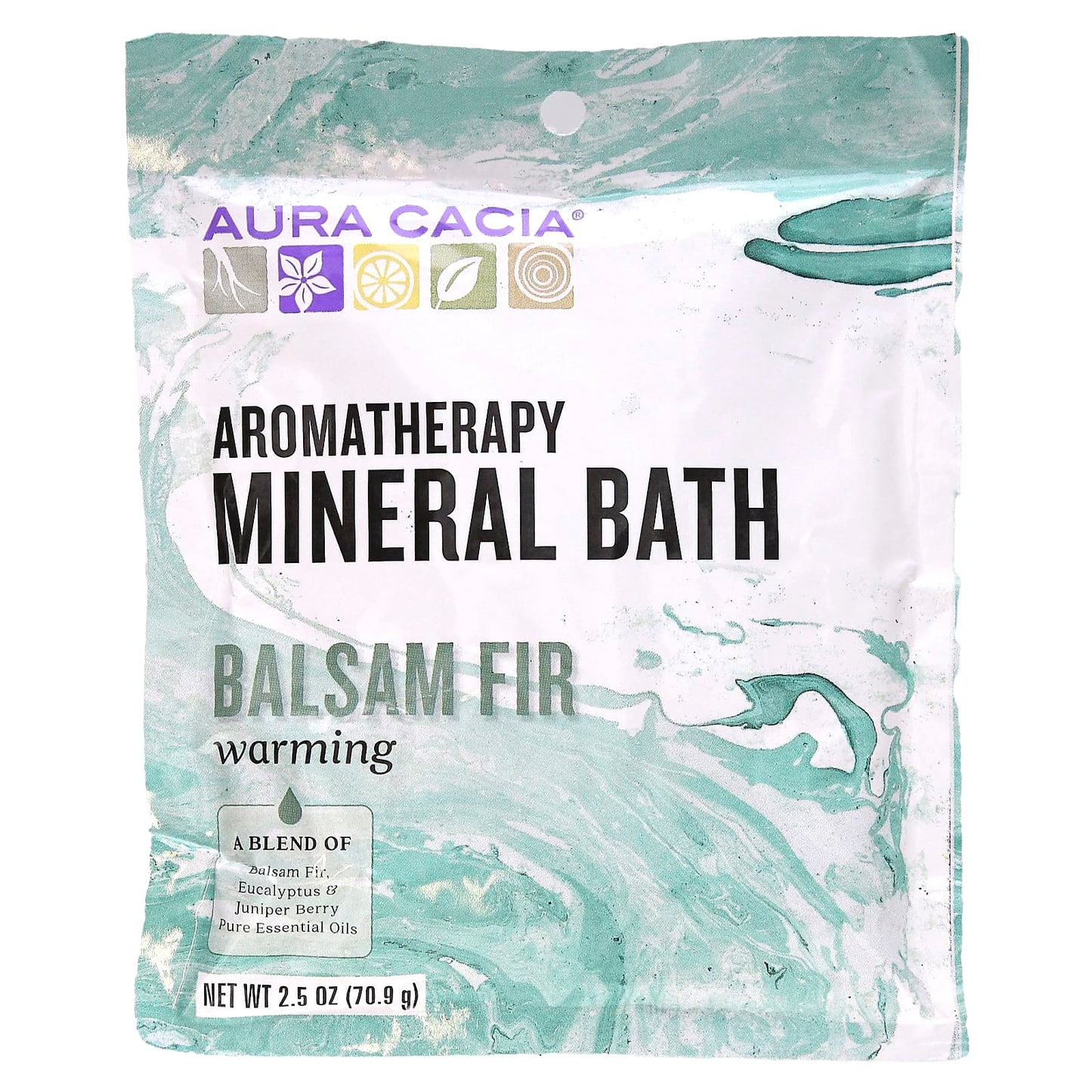 Aura Cacia Warming Balsam Fir Aromatherapy Mineral Bath, 2.5 oz - Image 1
