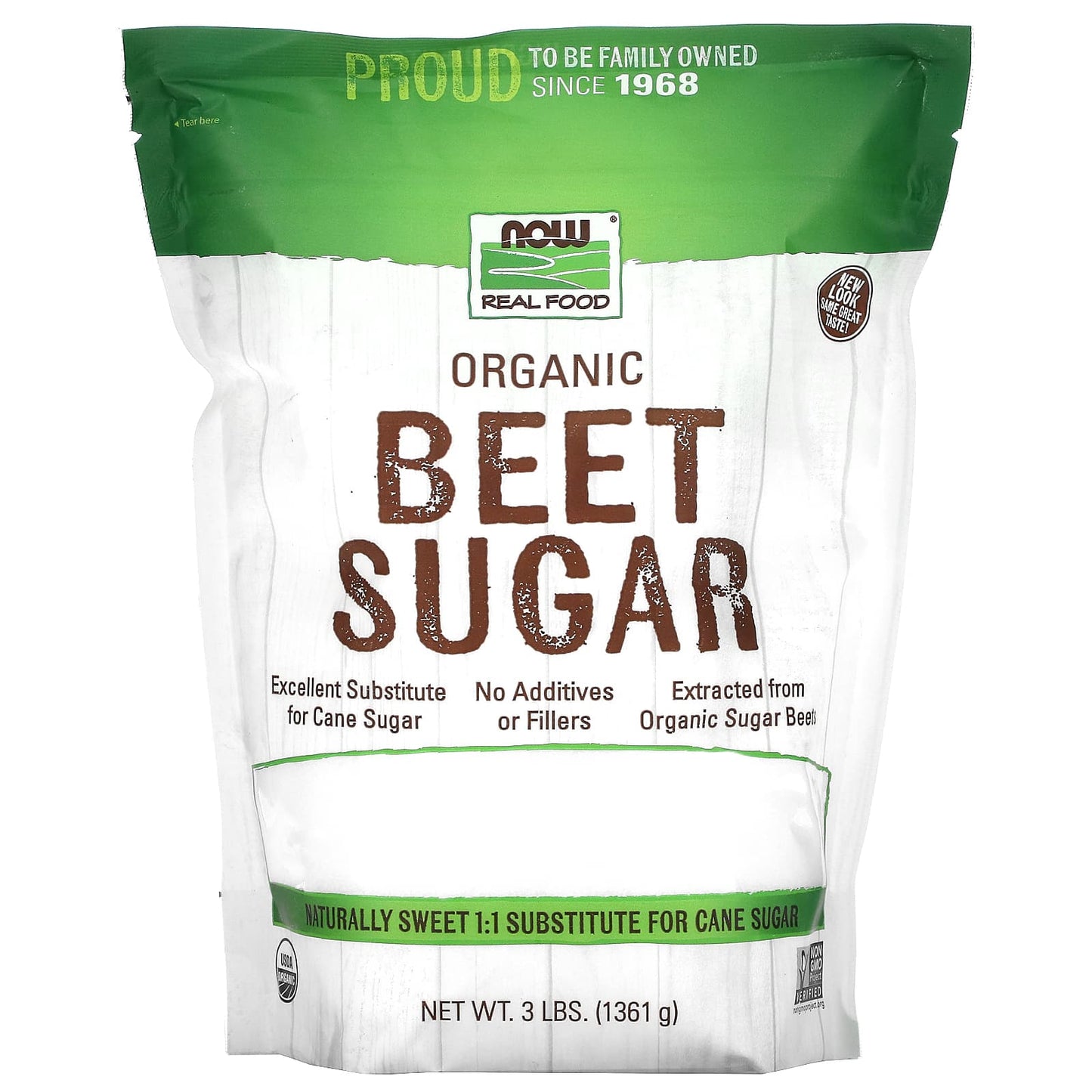 NOW Foods, Organic Beet Sugar, 3 lbs (1361 g) - Image 1