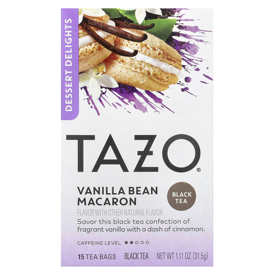 TAZO, Dessert Delights, Black Tea, Vanilla Bean Macaron, 15 Tea Bags, 1.11 oz (31.5 g) - Image 1
