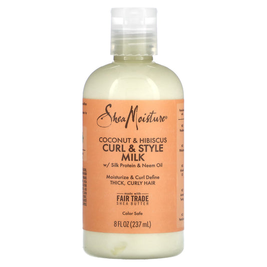 SheaMoisture, Curl & Style Milk, Coconut & Hibiscus,  8 fl oz (237 ml) - Image 1