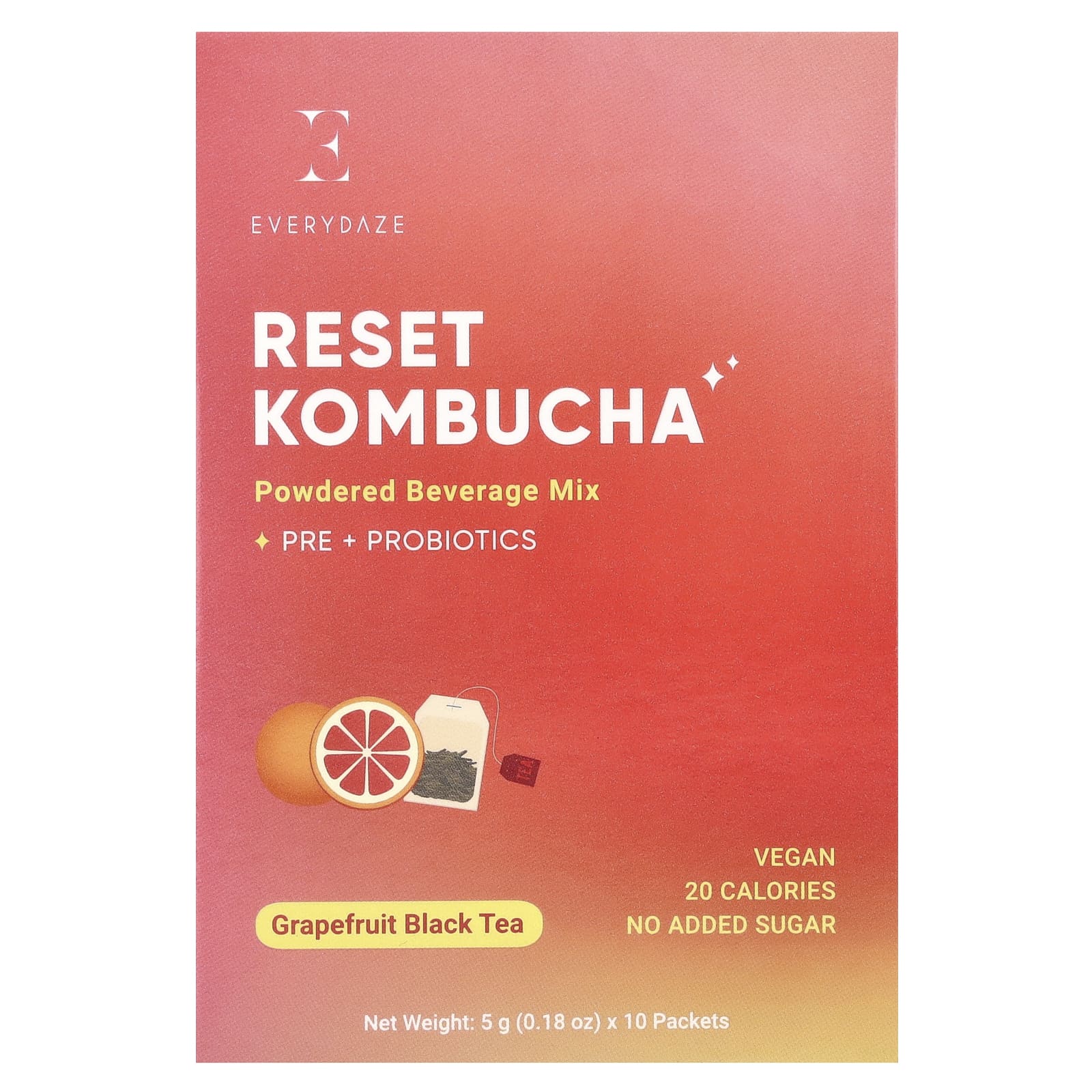 Everydaze Reset Kombucha Powdered Beverage Mix, Grapefruit Black Tea, 10 Packets - Image 1