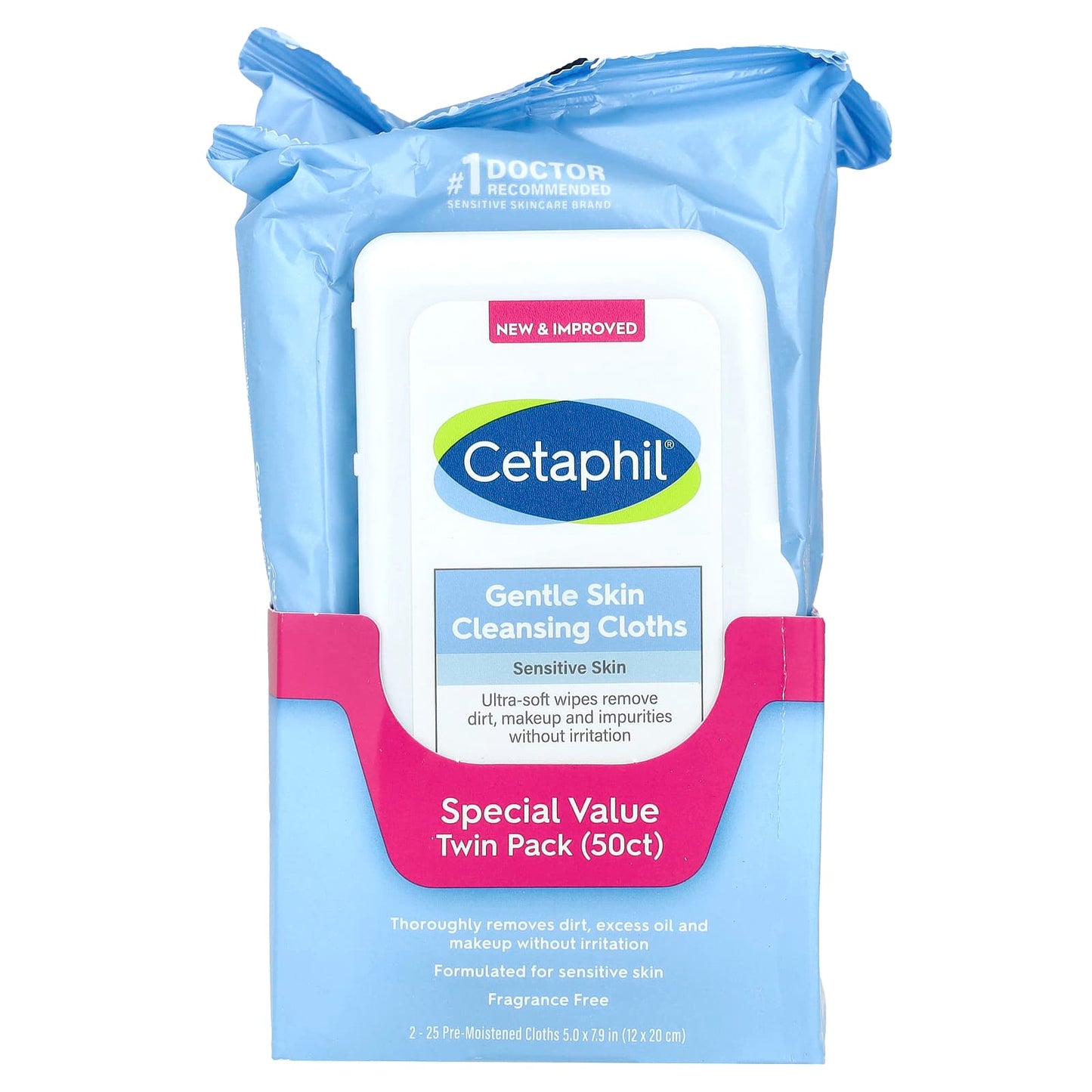 Gentle Fragrance-Free Skin Cleansing Cloths by Cetaphil, 50 Cloths - Image 2