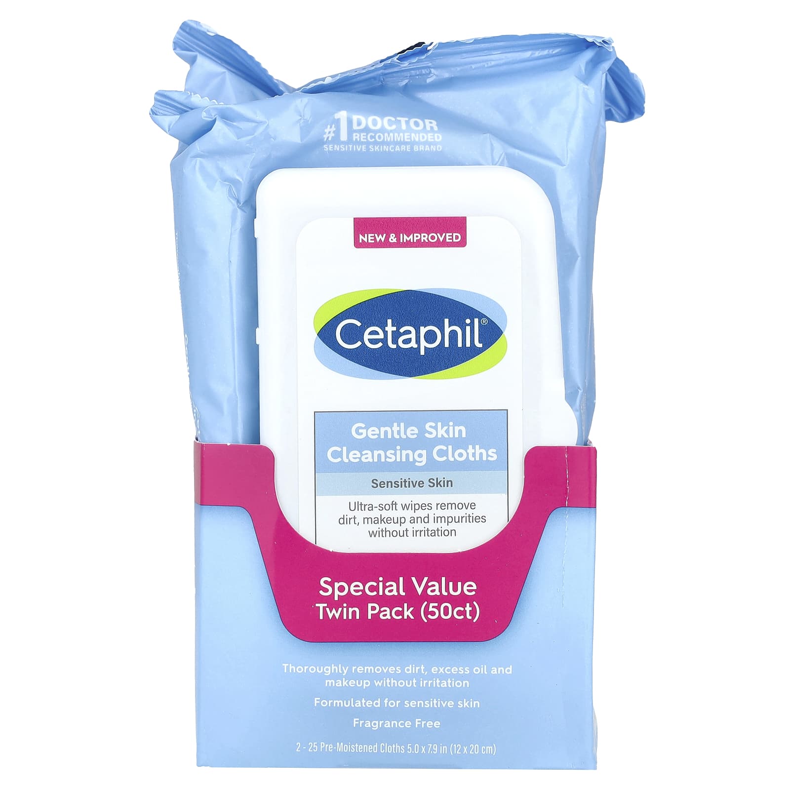 Gentle Fragrance-Free Skin Cleansing Cloths by Cetaphil, 50 Cloths - Image 2