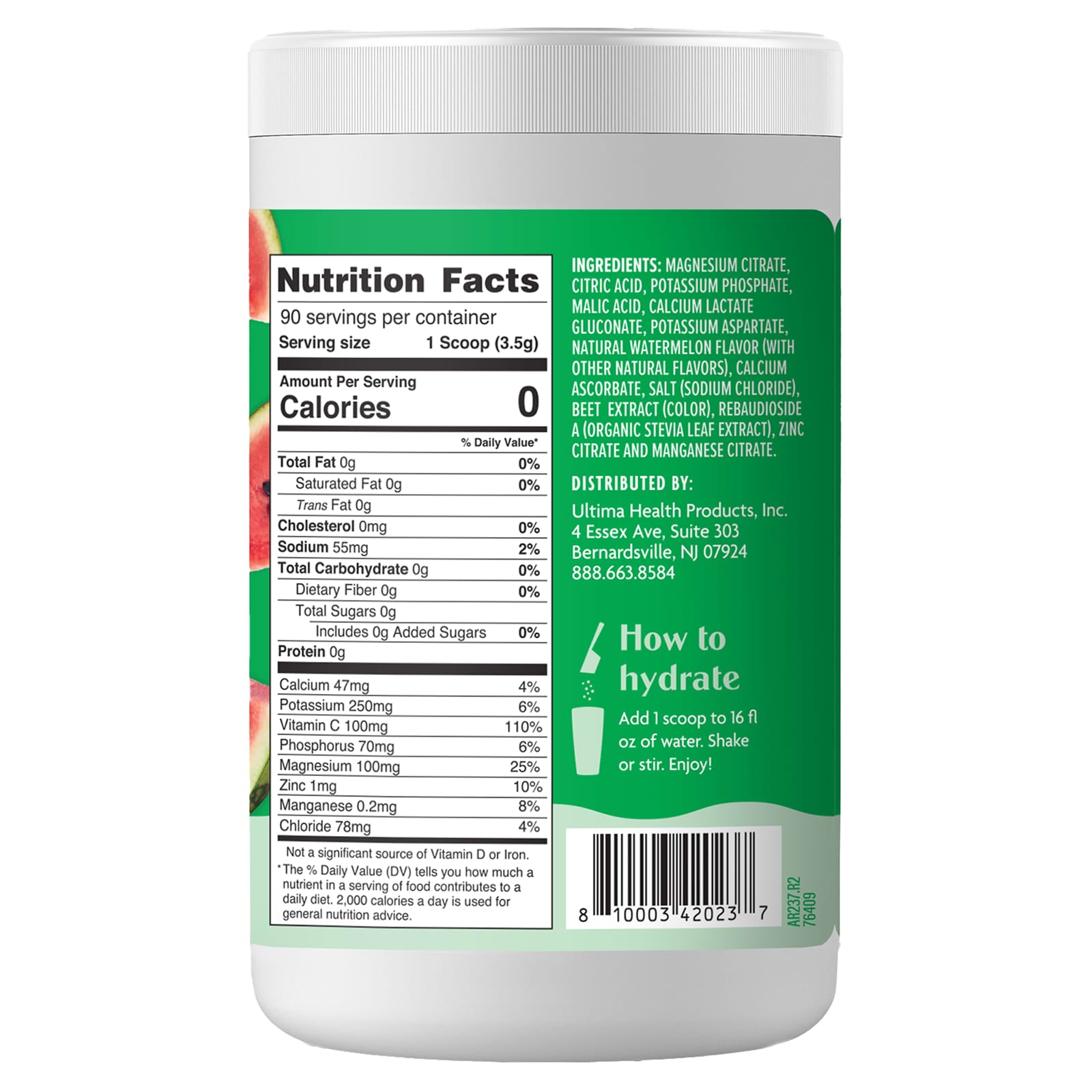 Ultima Replenisher, Electrolyte Mix, Watermelon, 11.1 oz (315 g) - Image 2