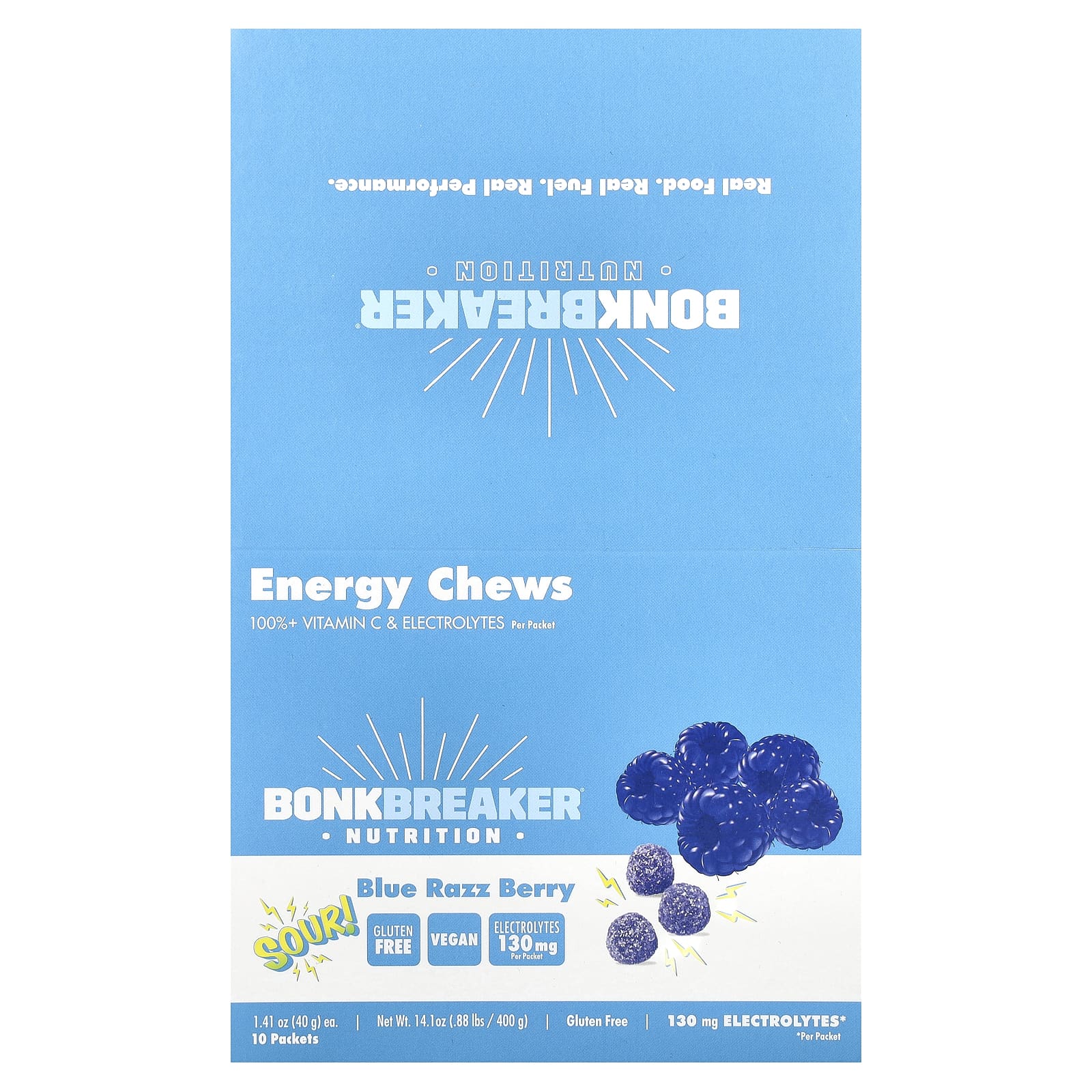 Bonk Breaker Energy Chews | Blue Razz Berry, 10 Packets - Image 1