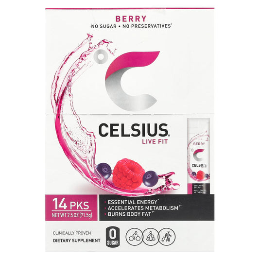 Celsius Live Fit Berry Energy 14-Packets - Accelerate Metabolism - Image 1