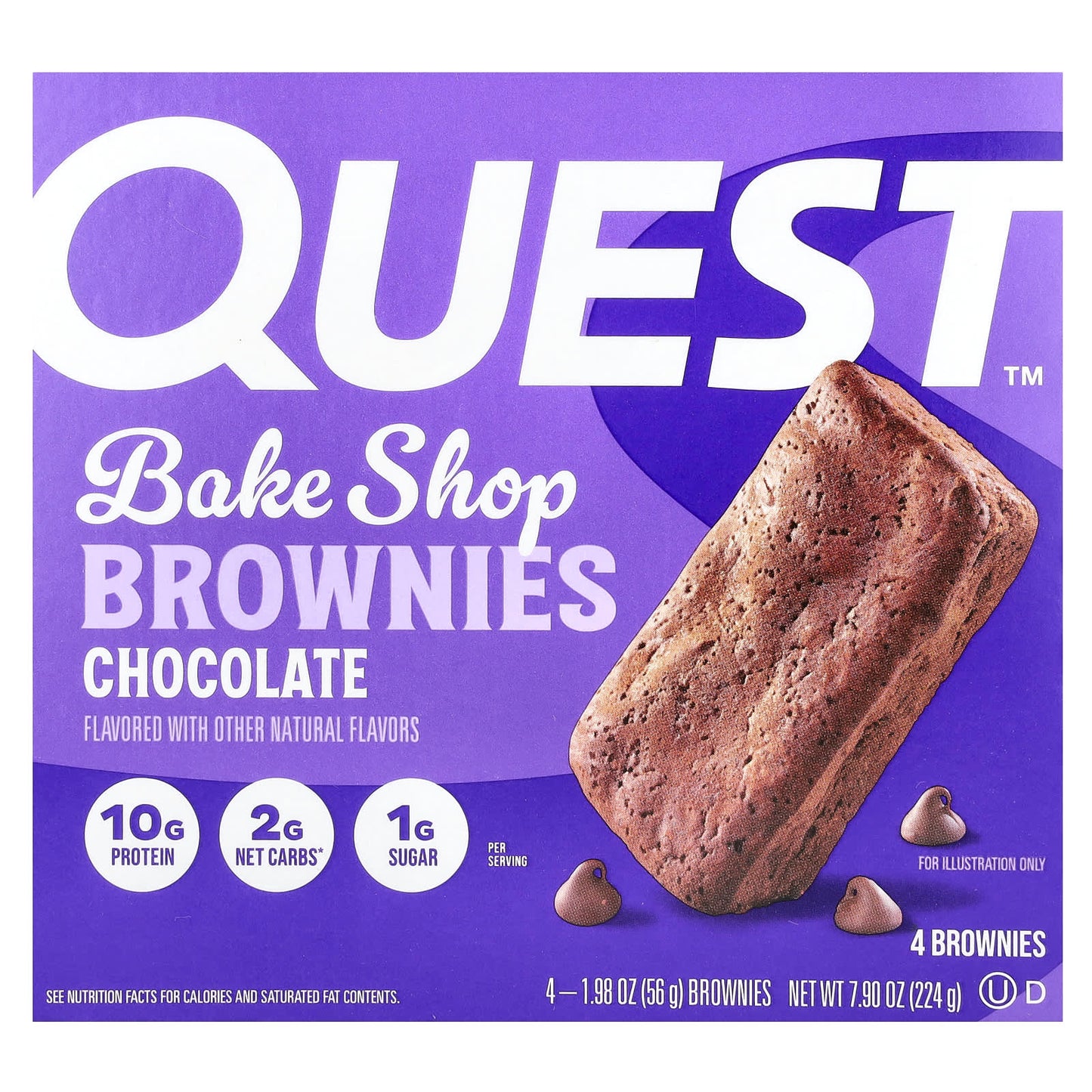 Quest Nutrition, Bake Shop Brownies, Chocolate, 4 Brownies, 1.98 oz (56 g) Each - Image 1