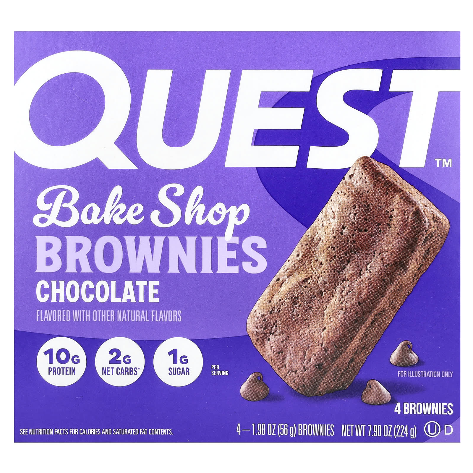 Quest Nutrition, Bake Shop Brownies, Chocolate, 4 Brownies, 1.98 oz (56 g) Each - Image 1