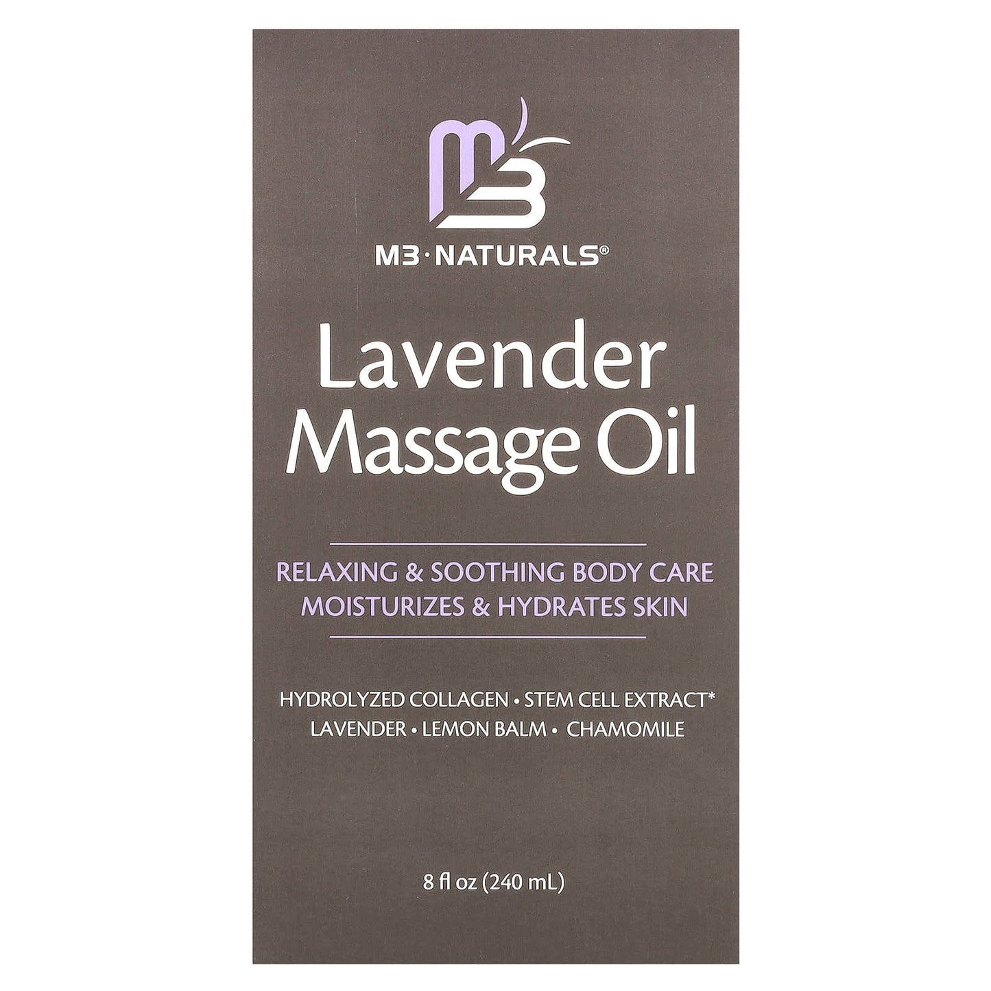 M3 Naturals, Lavender Massage Oil, 8 fl oz (240 ml) - Image 2