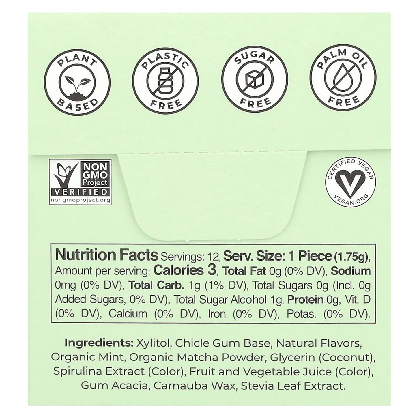 Refresh Gum, Plant-Based Gum, Garden Mint, 12 Pieces - Image 2