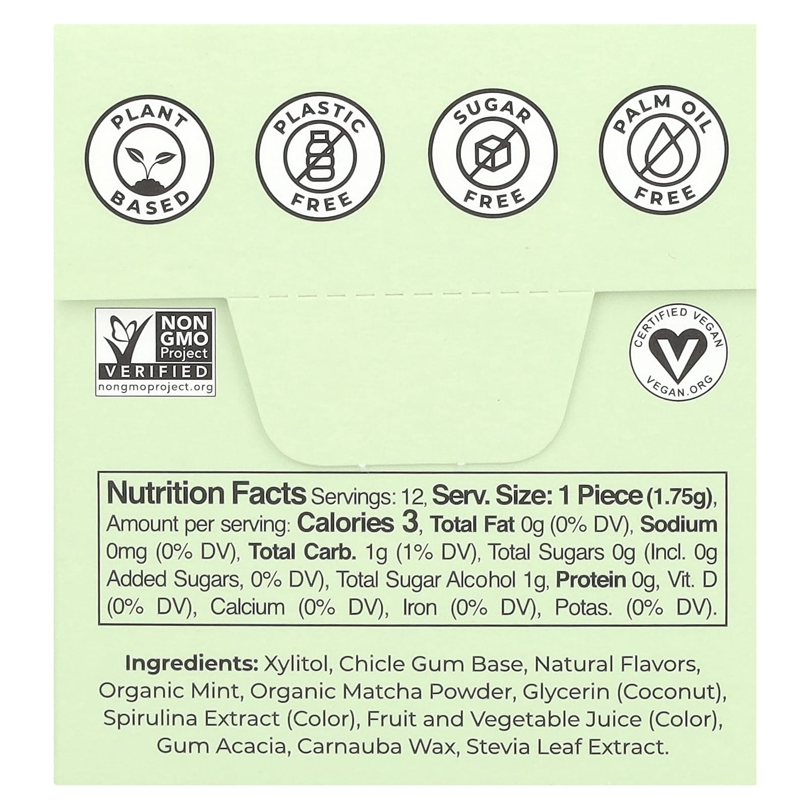 Refresh Gum, Plant-Based Gum, Garden Mint, 12 Pieces - Image 2