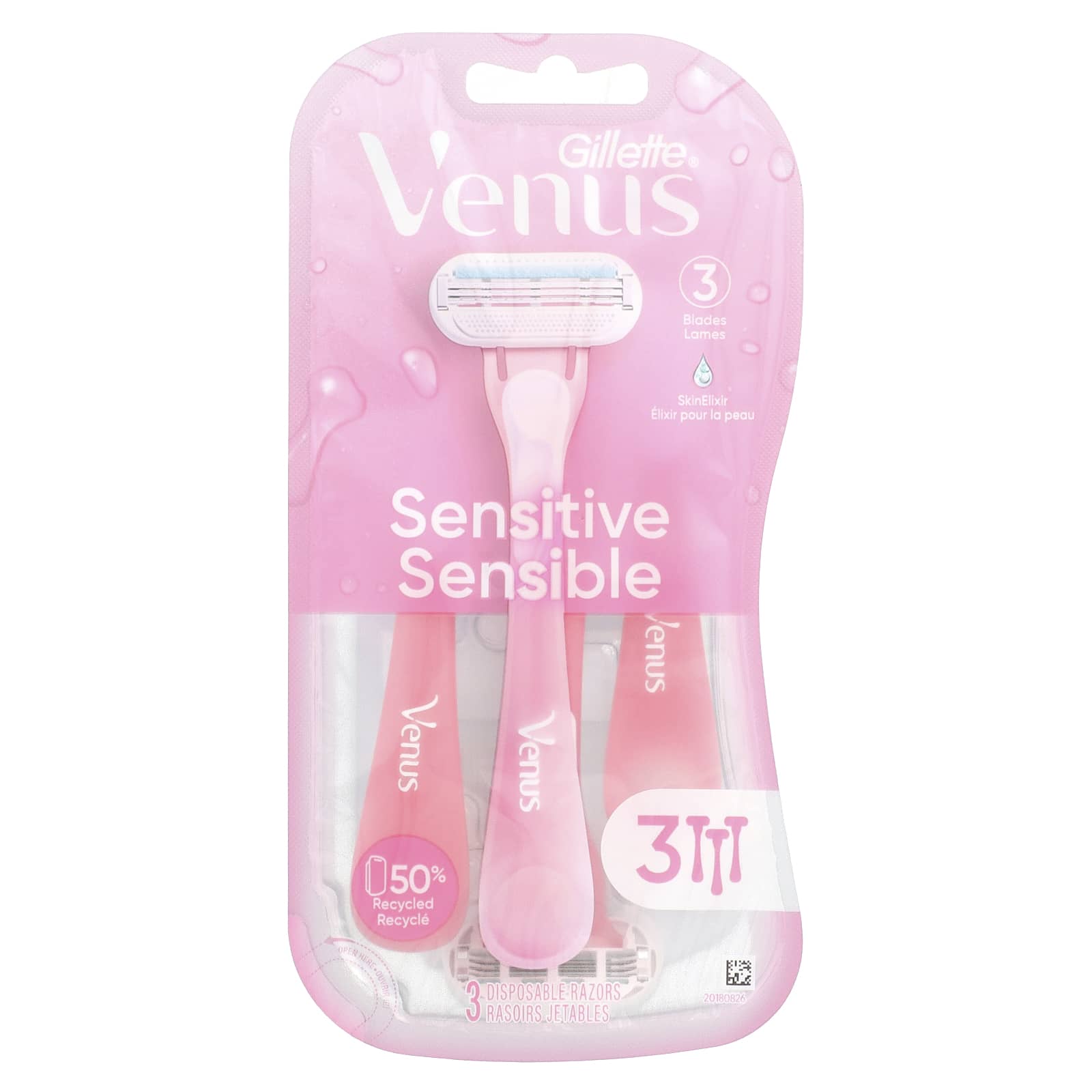 Gillette Venus Sensitive 3-Blade Disposable Razors - Close & Clean - Image 1