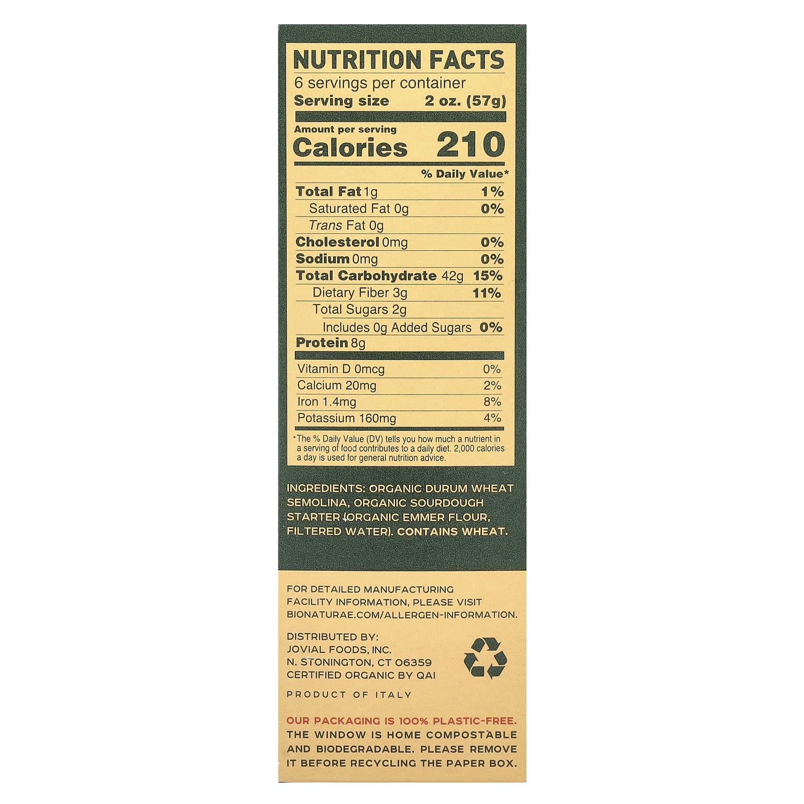 Bionaturae Organic Sourdough Fusilli Pasta, 12 oz, USDA Certified - Image 2