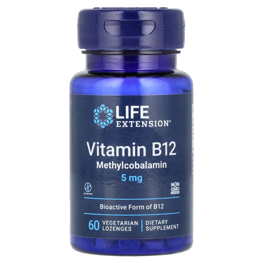 Life Extension, Vitamin B12 Methylcobalamin, 5 mg, 60 Vegetarian Lozenges - Image 1