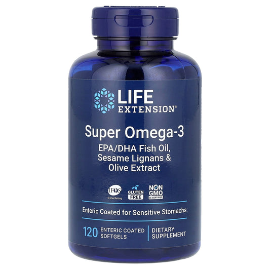 Life Extension, Super Omega-3, EPA/DHA Fish Oil, 120 Enteric Coated Softgels - Image 1