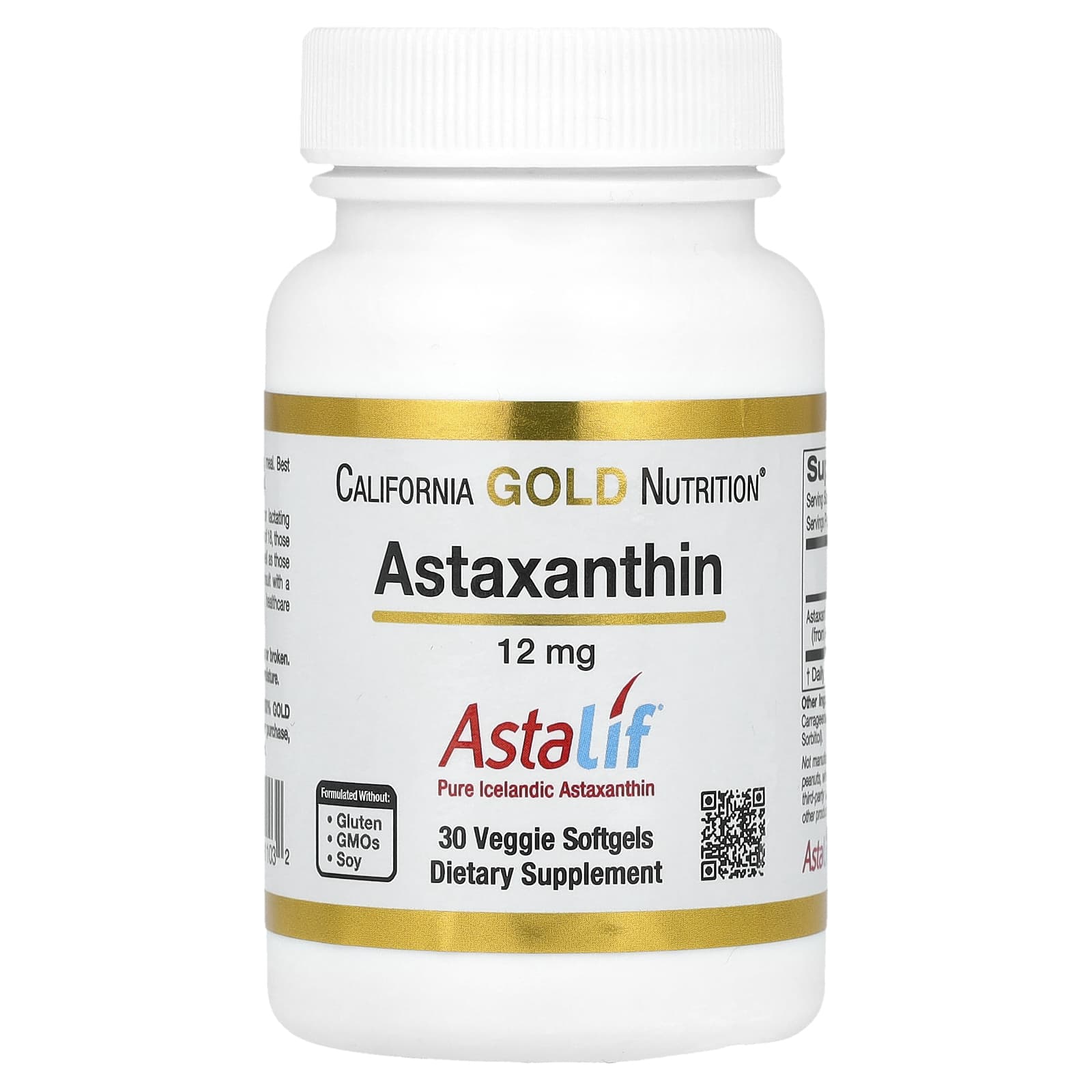 California Gold Nutrition Astaxanthin 12mg, 30 Softgels, Icelandic Astalif - Image 1