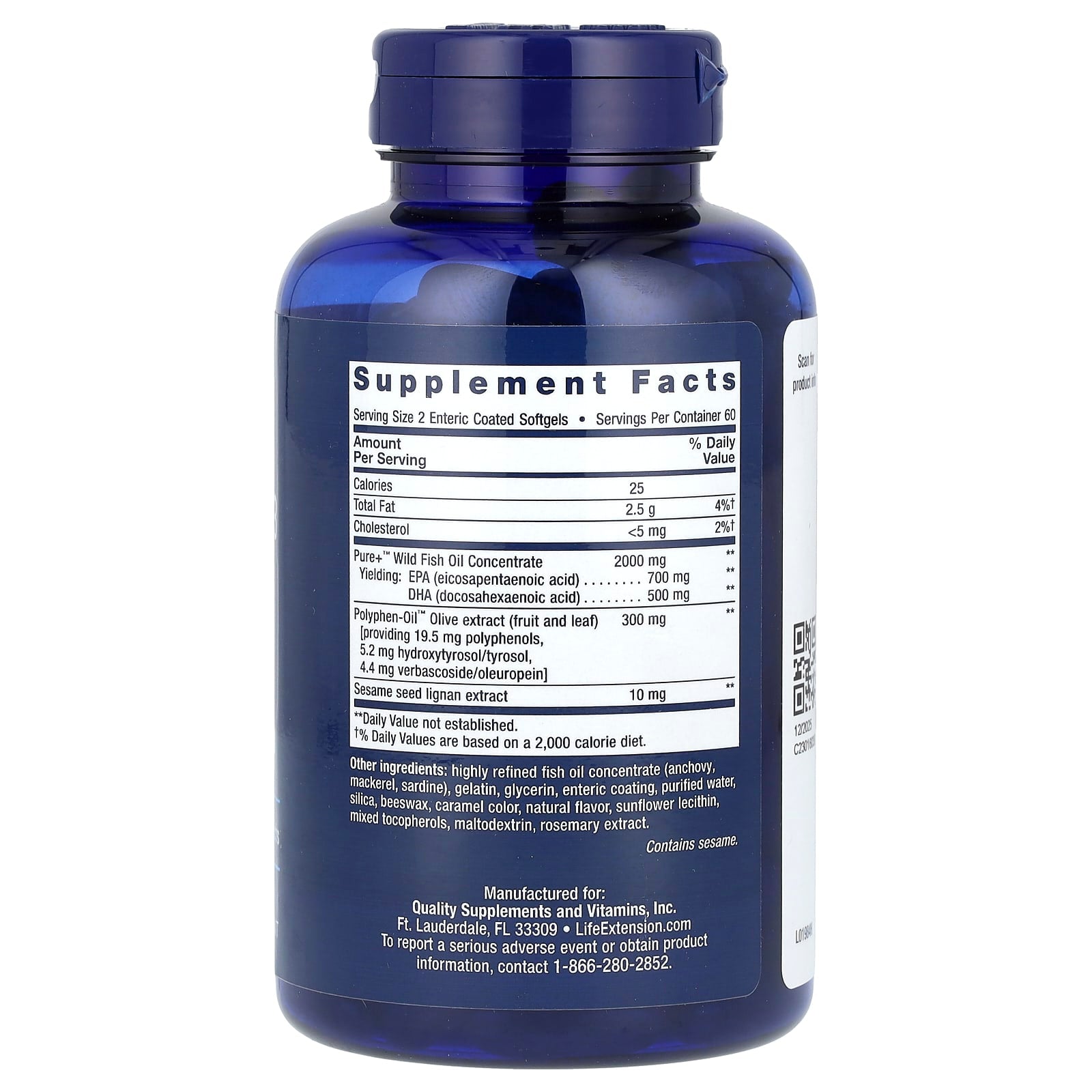Life Extension, Super Omega-3, EPA/DHA Fish Oil, 120 Enteric Coated Softgels - Image 2