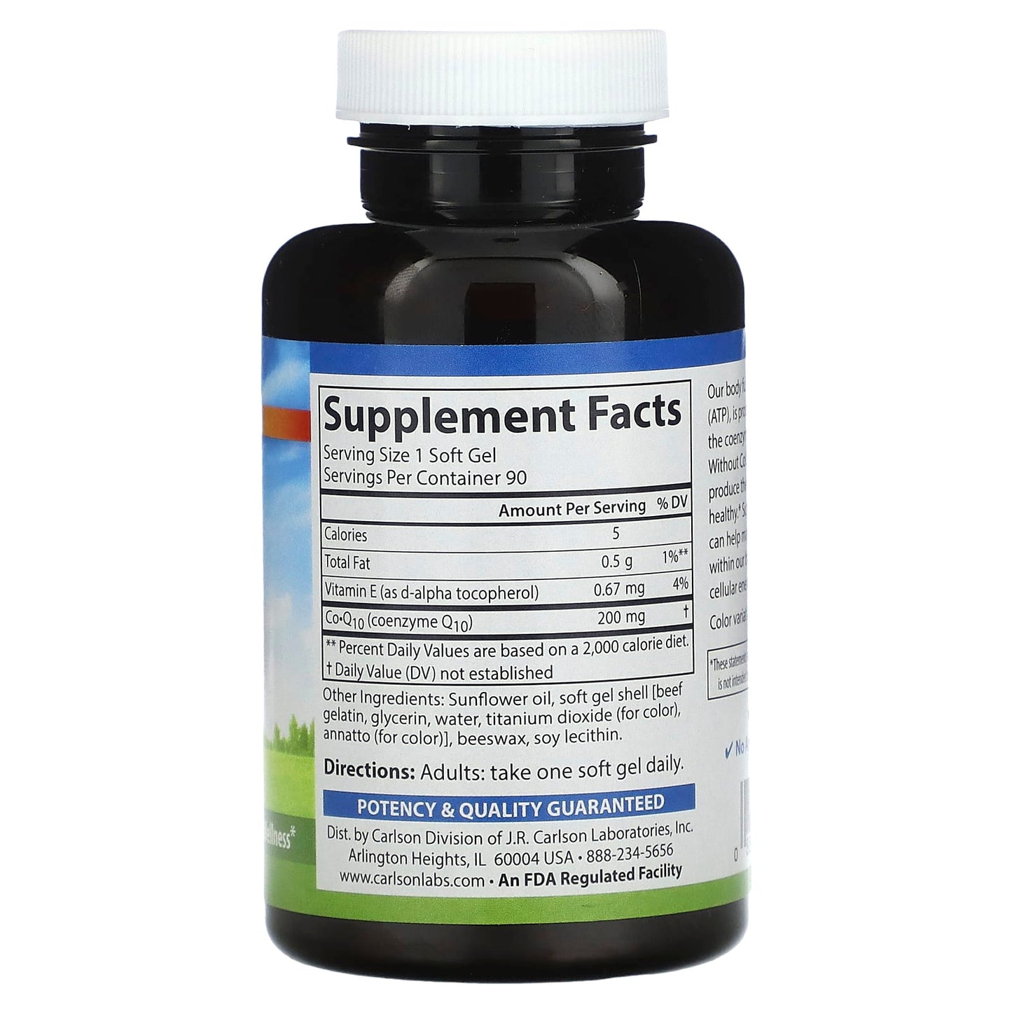Carlson CoQ10 200mg 90 Soft Gels for Healthy Energy Production - Image 2
