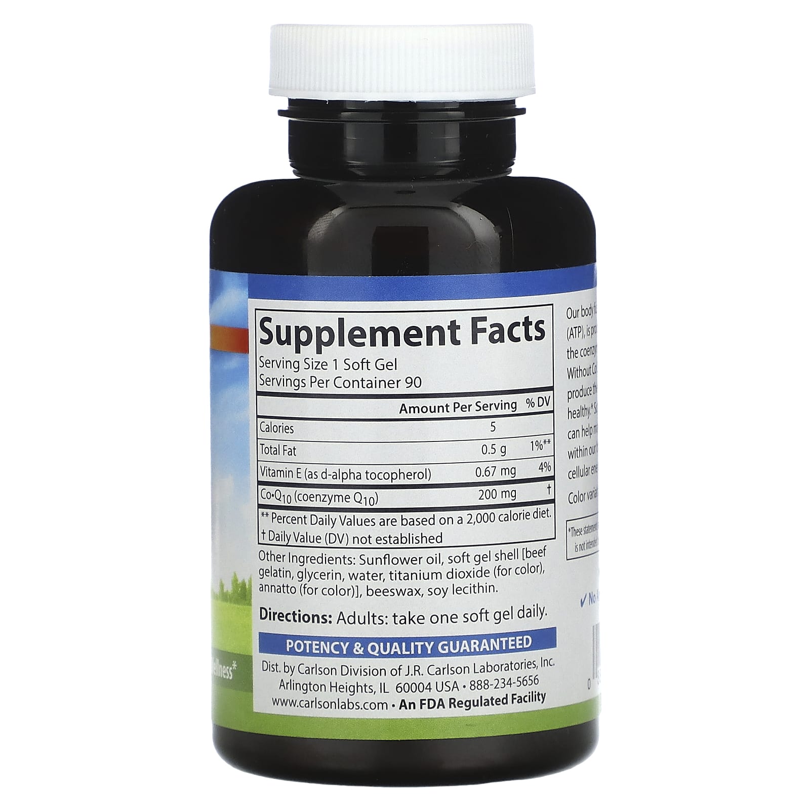 Carlson CoQ10 200mg 90 Soft Gels for Healthy Energy Production - Image 2