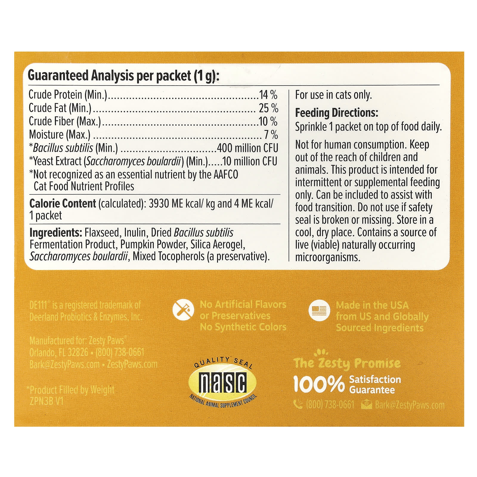 Zesty Paws, Prebiotic Powder, For Cats, All Ages, Pumpkin, 30 Packets, 1 oz (30 g) - Image 2