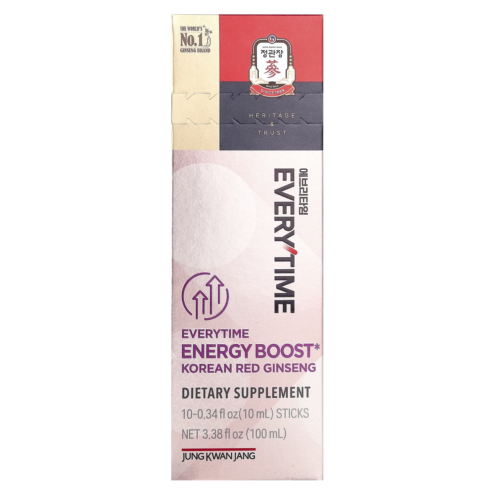 JungKwanJang, Korean Red Ginseng, Everytime Energy Boost, 10 Sticks, 0.34 fl oz (10 ml) Each