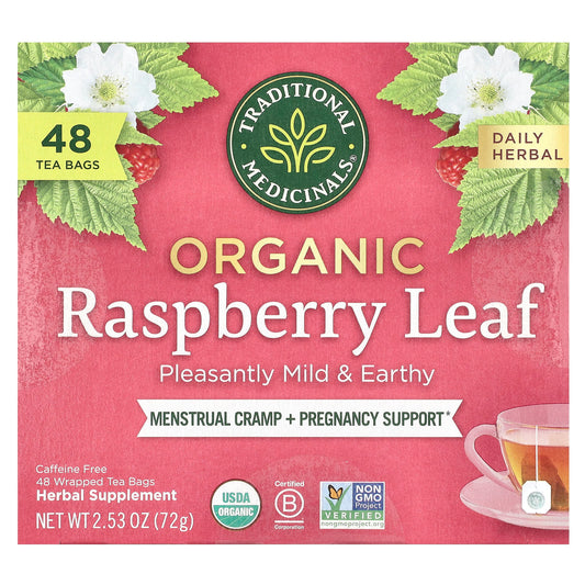 Traditional Medicinals, Organic Raspberry Leaf, Caffeine Free, 48 Wrapped Tea Bags, 2.53 oz (72 g) - Image 1
