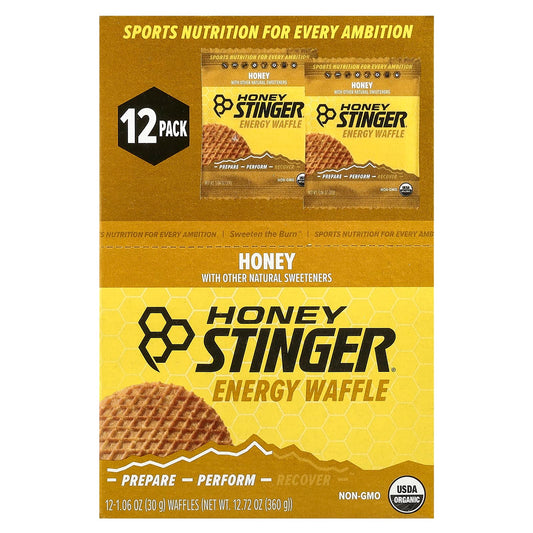 Organic Energy Waffles by Honey Stinger, 12 Count, 1.06 oz Each - Image 1