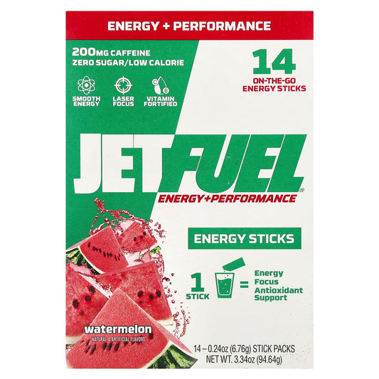 GAT JetFuel Watermelon Energy Sticks, 14 Pack, Zero Sugar, 200mg Caffeine - Image 1