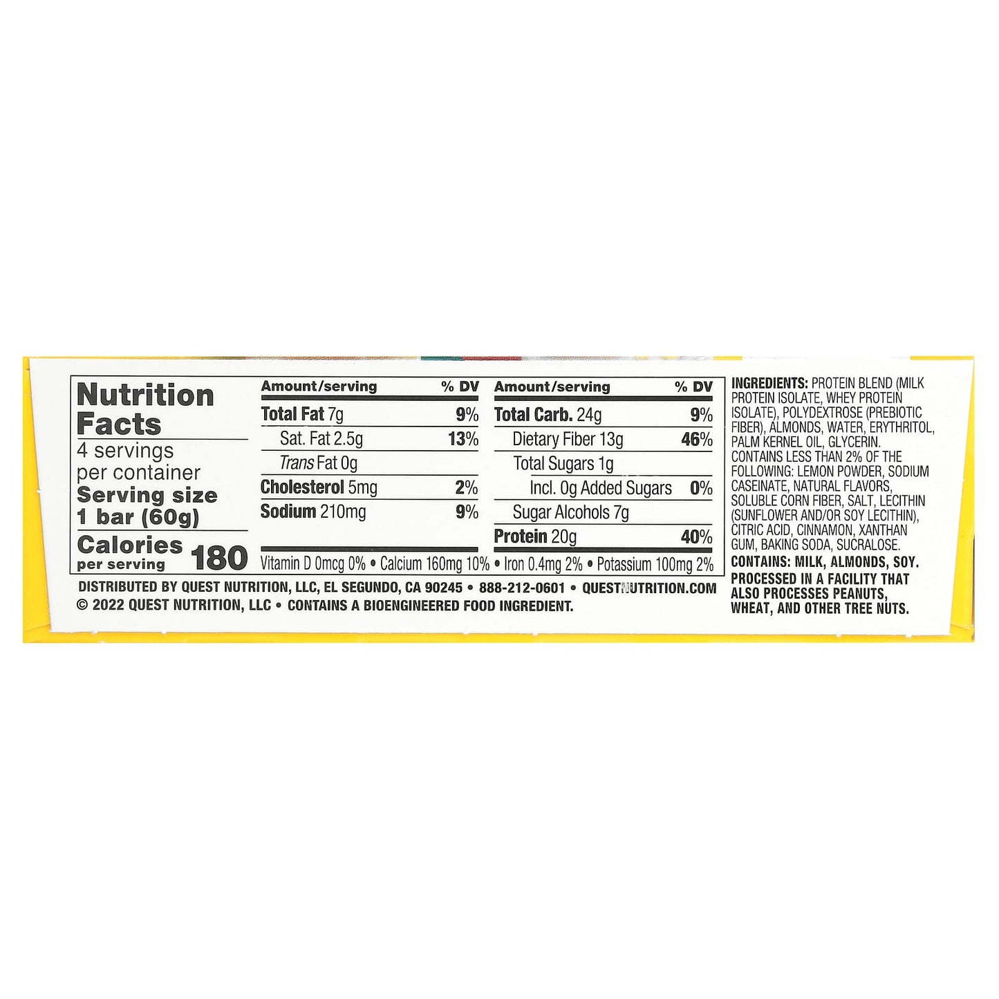 Quest Nutrition, Protein Bar, Lemon Cake , 4 Bars, 2.12 oz (60 g) Each - Image 2
