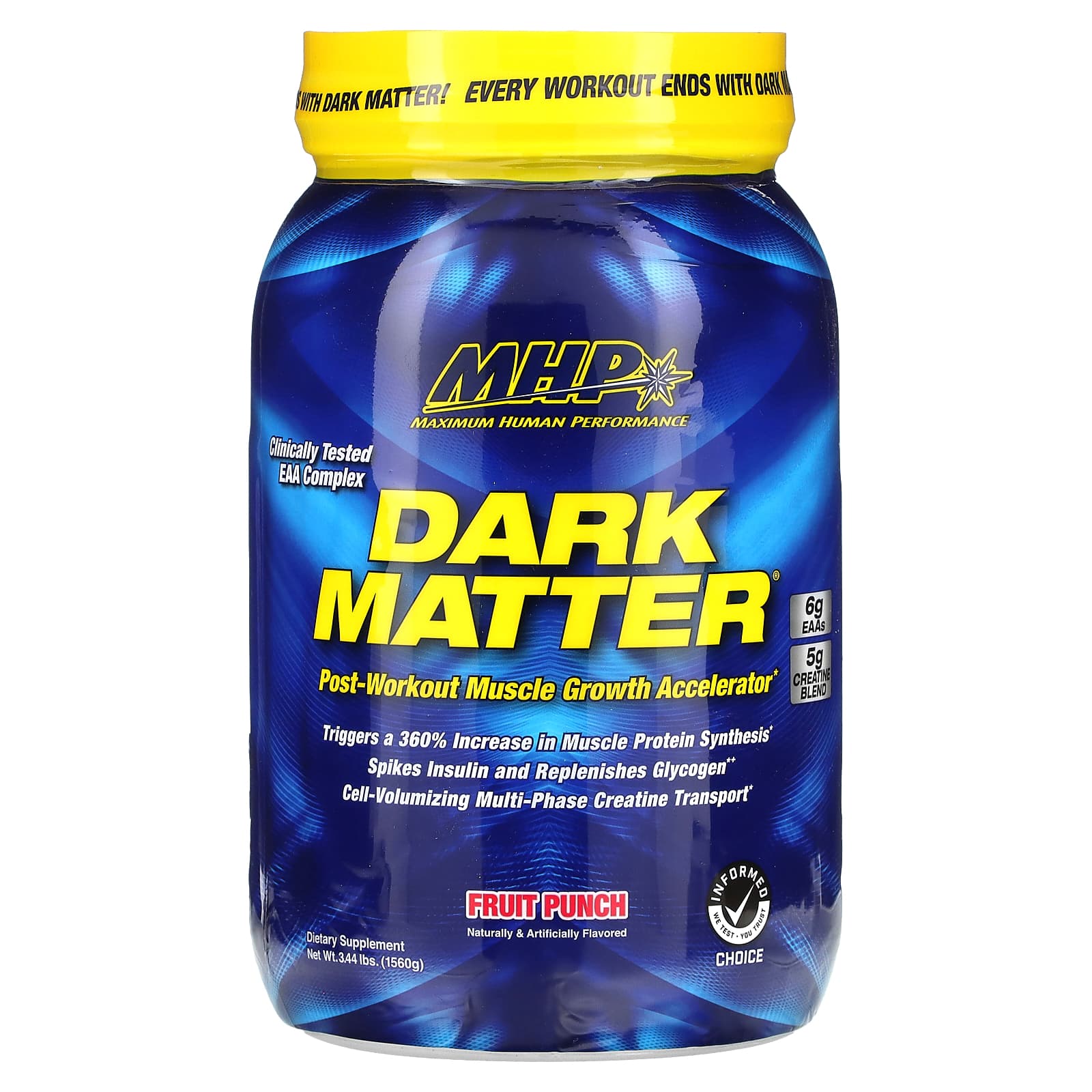 MHP, DARK MATTER, Post-Workout Muscle Growth Accelerator, Fruit Punch, 3.44 lbs (1,560 g) - Image 1