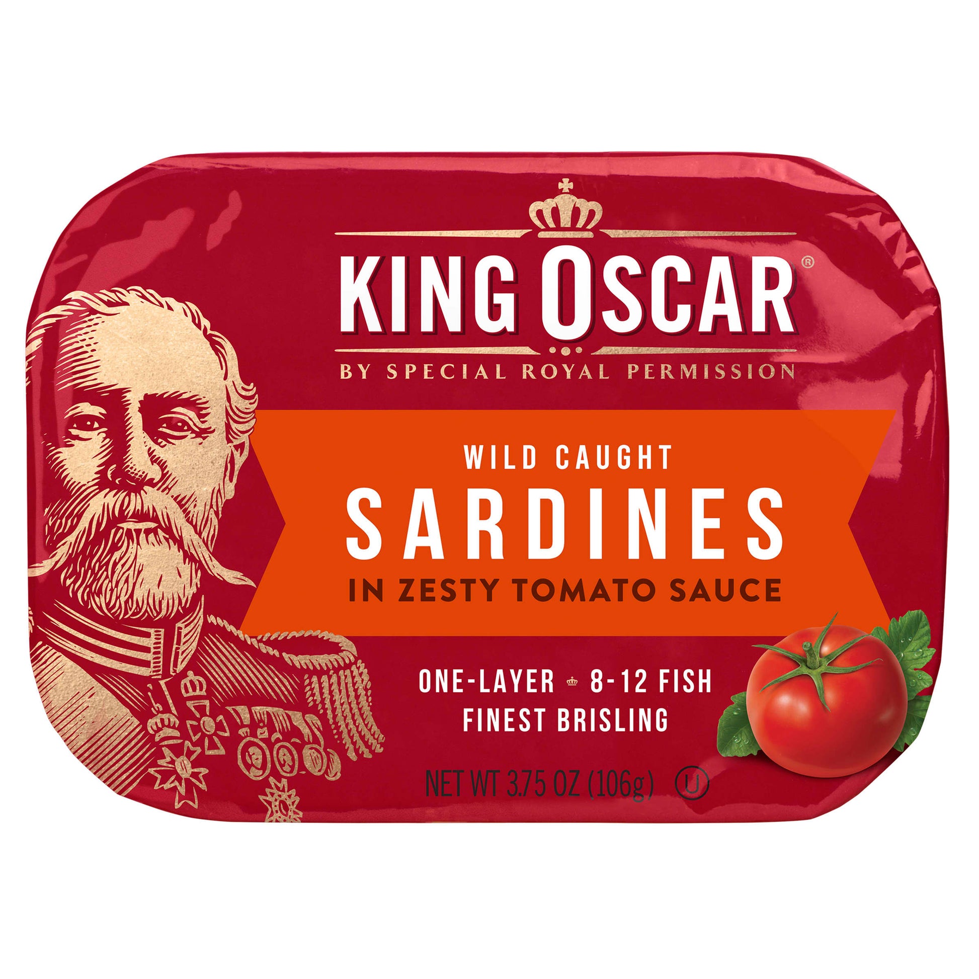King Oscar, Wild Caught Sardines In Zesty Tomato Sauce, 3.75 oz (106 g) - Image 1