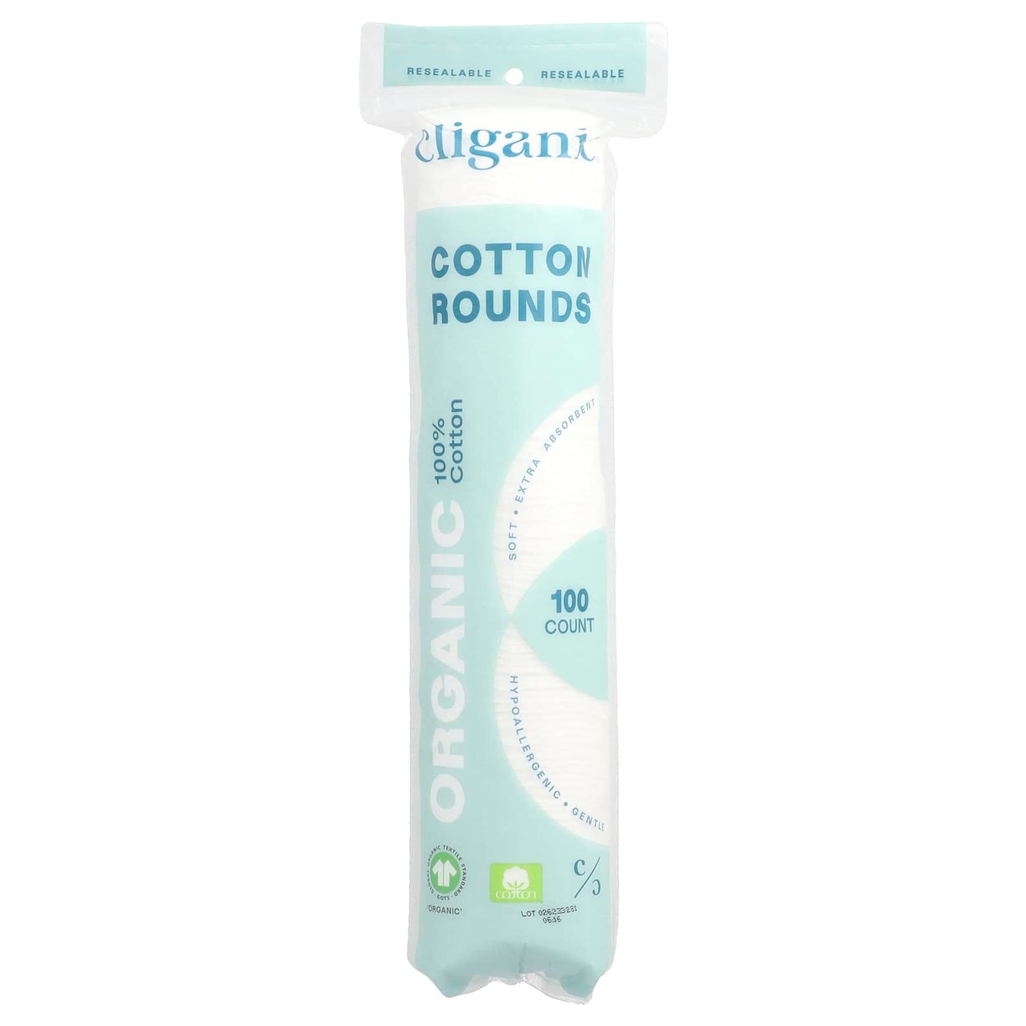 Certified Organic Cotton Makeup Remover Pads - 100 Count - Image 1