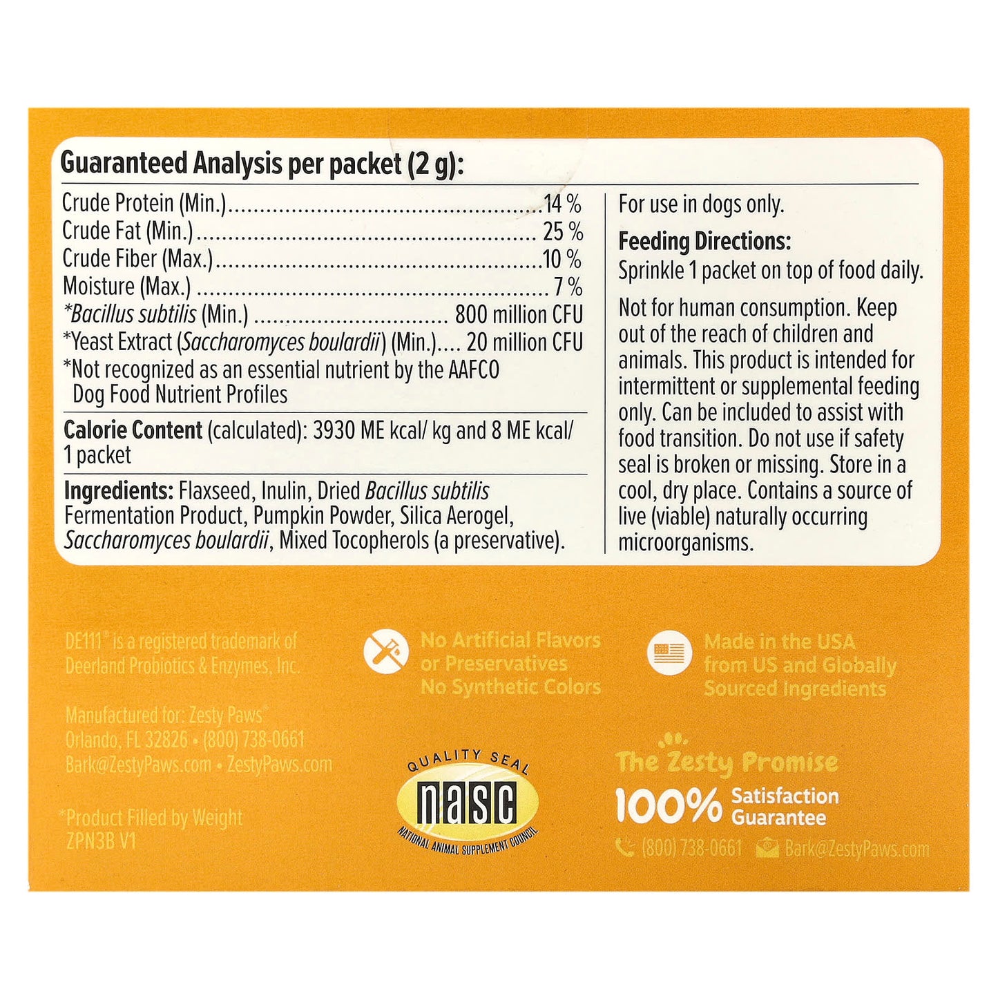 Zesty Paws, Probiotic Powder, For Dogs, All Ages, Pumpkin, 30 Packets, 2.1 oz (60 g) - Image 2
