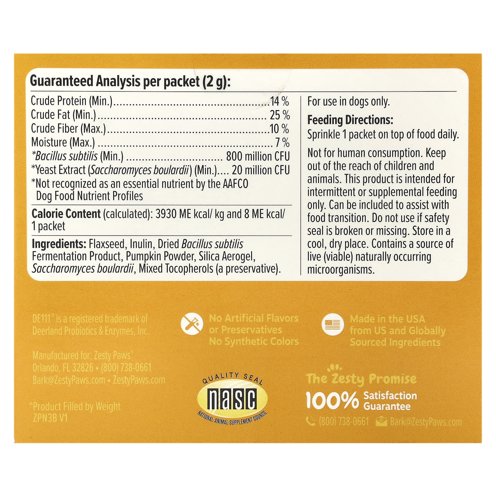 Zesty Paws, Probiotic Powder, For Dogs, All Ages, Pumpkin, 30 Packets, 2.1 oz (60 g) - Image 2