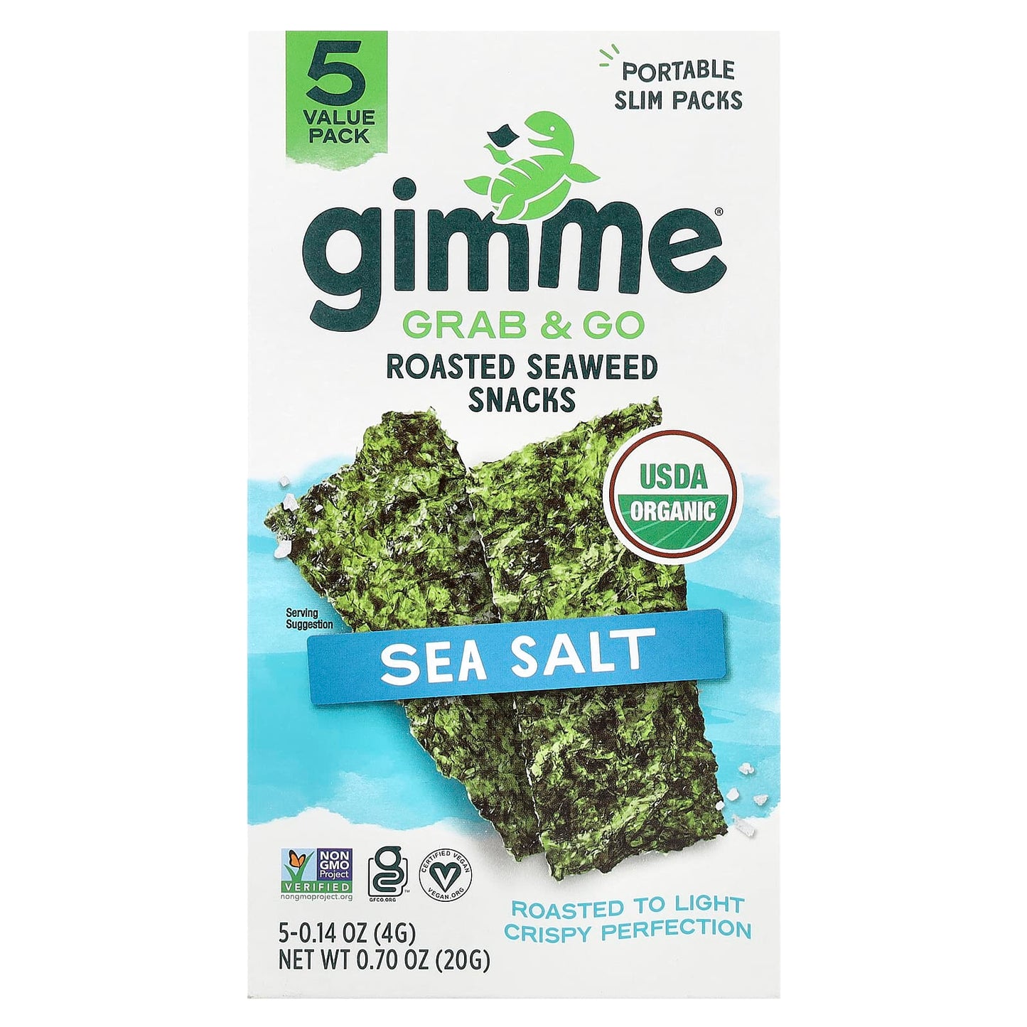 Vegan, Gluten-Free, Sea Salt Roasted Seaweed Snacks (5 Pack) - Image 1
