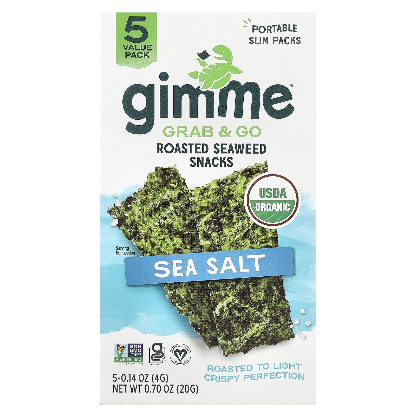Vegan, Gluten-Free, Sea Salt Roasted Seaweed Snacks (5 Pack) - Image 1
