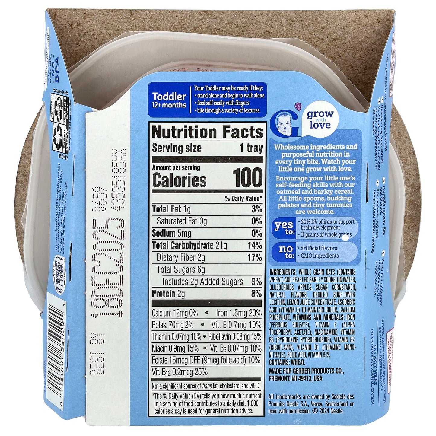 Gerber Oatmeal & Barley Cereal for 12+ Months, 4.5 Oz (128g) - Image 2