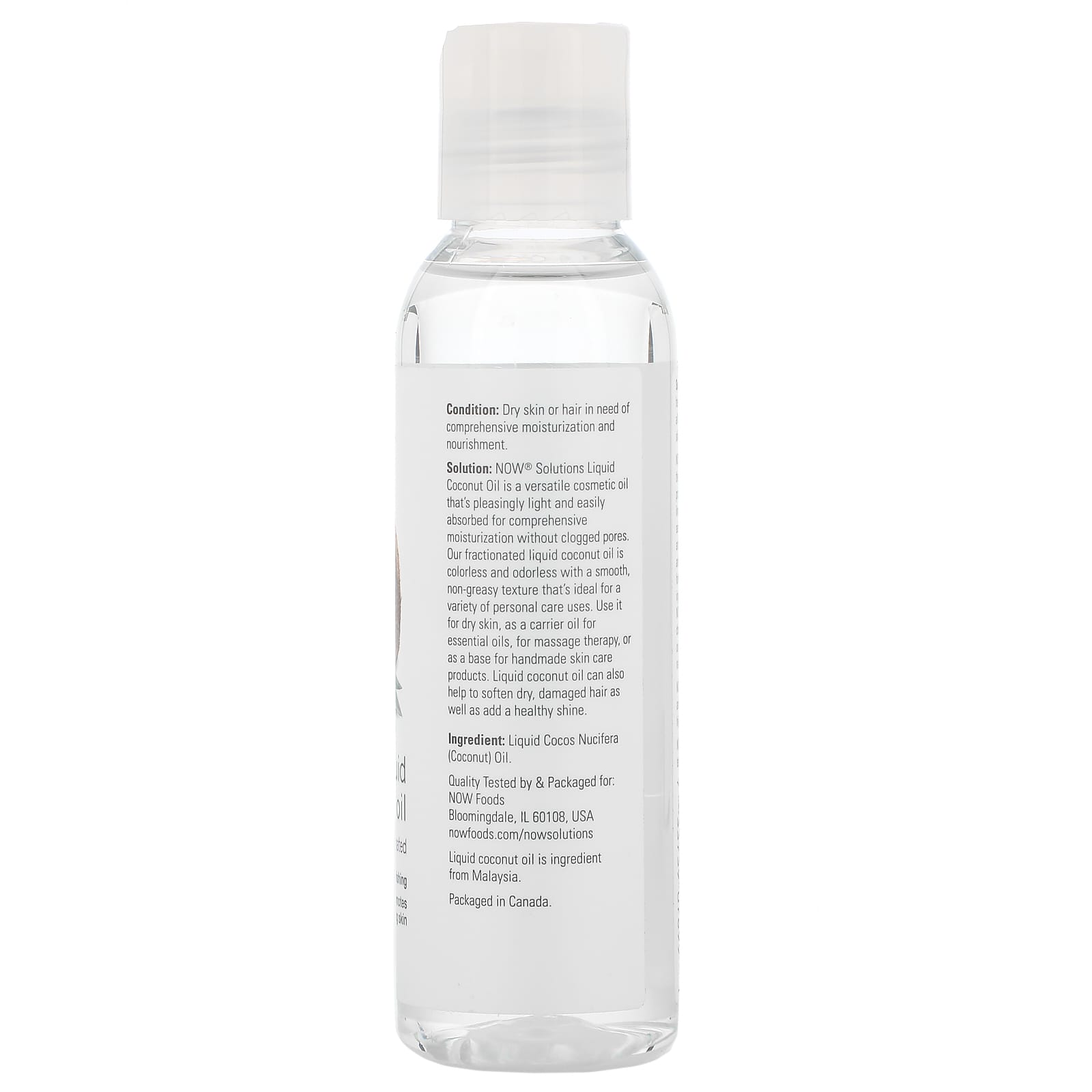 NOW Foods, Solutions, Liquid Coconut Oil, Pure Fractionated, 4 fl oz (118 ml) - Image 2