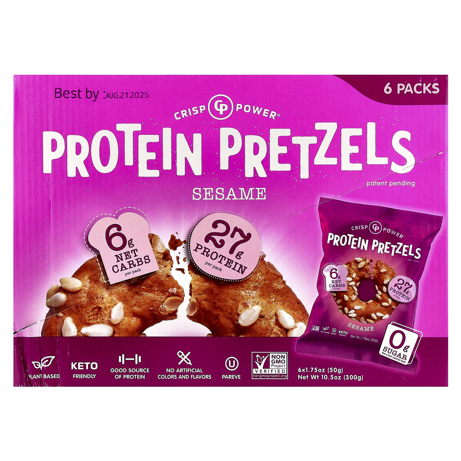 Plant-Based Protein Pretzel Snacks by Crisp Power - Keto Friendly & High in Fiber - Image 1
