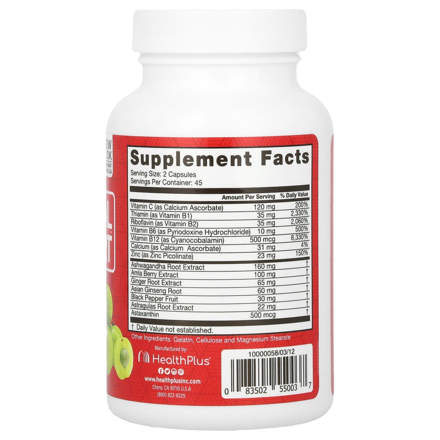 Health Plus Adrenal Support Supplement for Stress & Fatigue Relief, 90 Capsules - Image 2