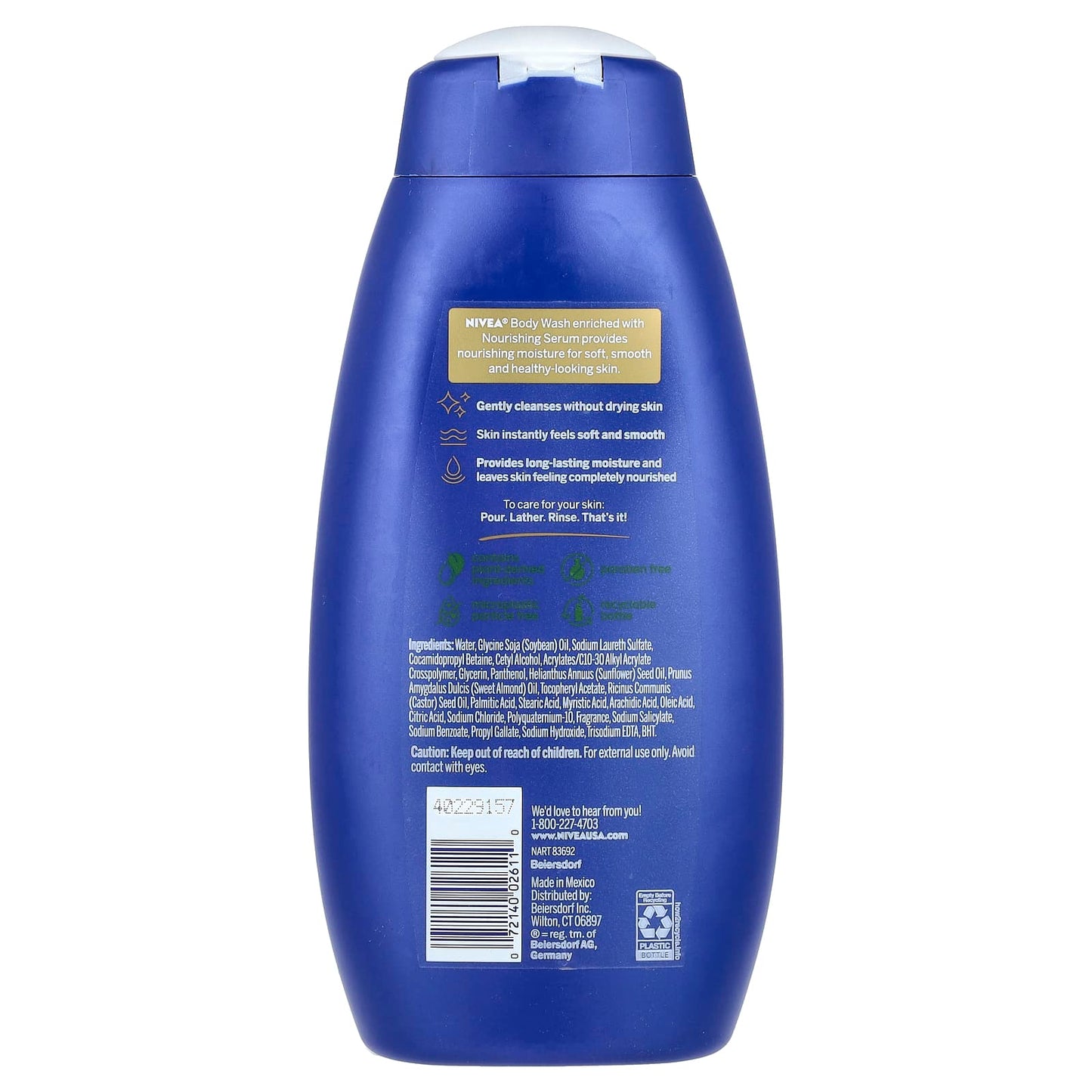 Nivea, Nourishing Body Wash, Nourishing Care, 20 fl oz (591 ml) - Image 2