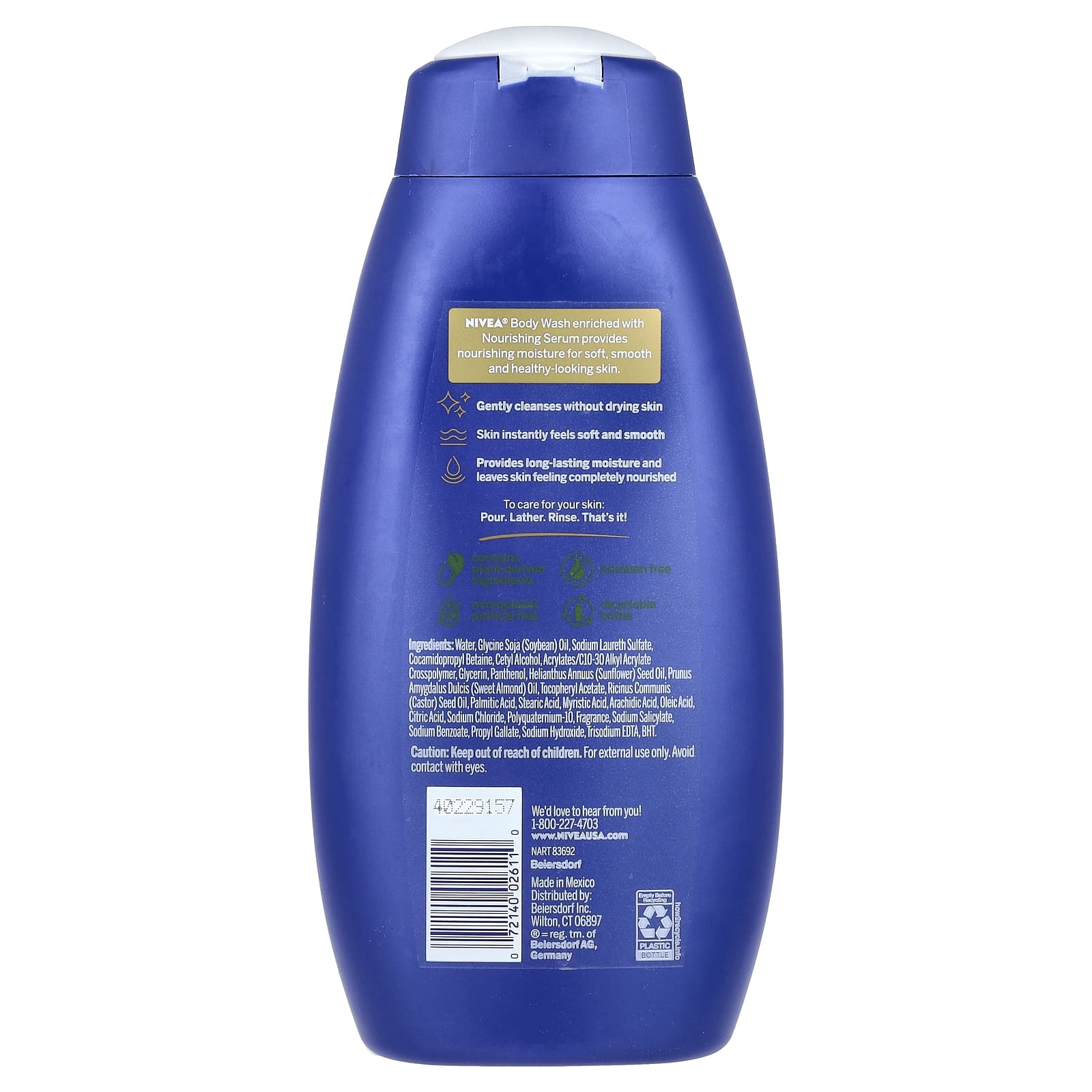 Nivea, Nourishing Body Wash, Nourishing Care, 20 fl oz (591 ml) - Image 2