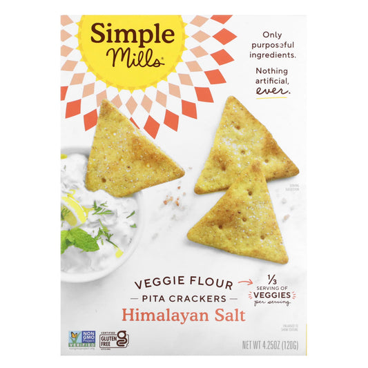 Simple Mills, Veggie Flour Pita Crackers, Himalayan Salt, 4.25 oz (120 g) - Image 1